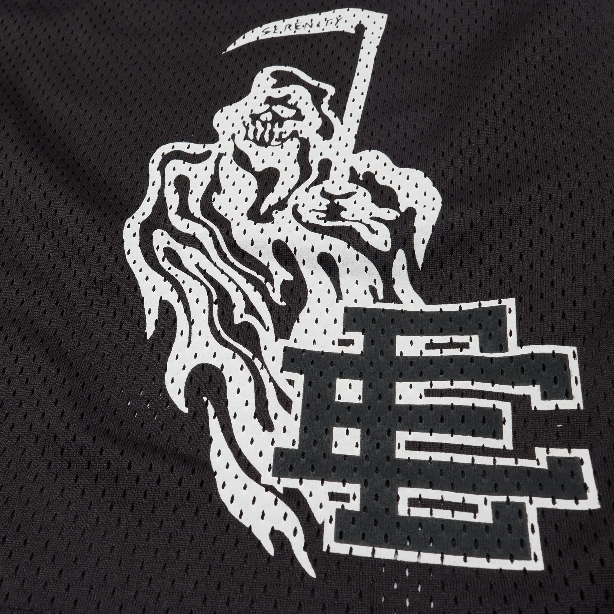 Detailed View of Eric Emanuel x Warren Lotas Black White Shorts (FW24)